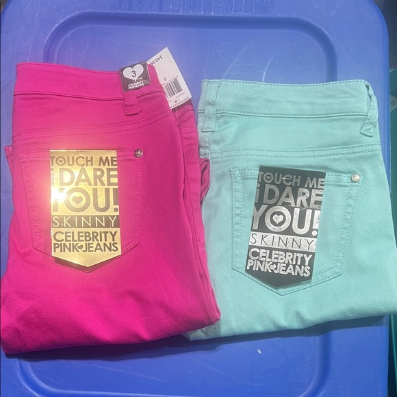 Celebrity Pink Denim - Celebrity Pink Women's Skinny Jeans - Fuchsia and Aqua